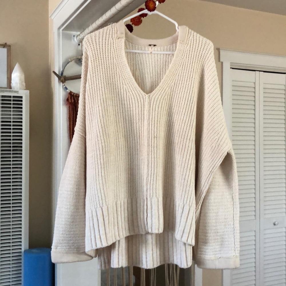 free people off white oversized sweater